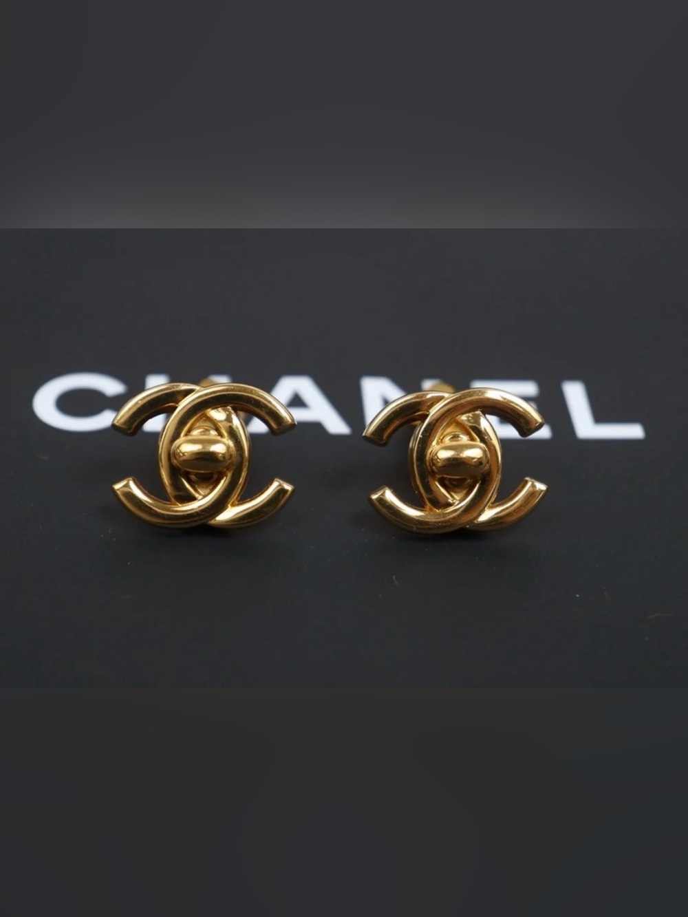 Vintage Chanel 1996 Gold CC Logo Clip-On Earrings Made in France